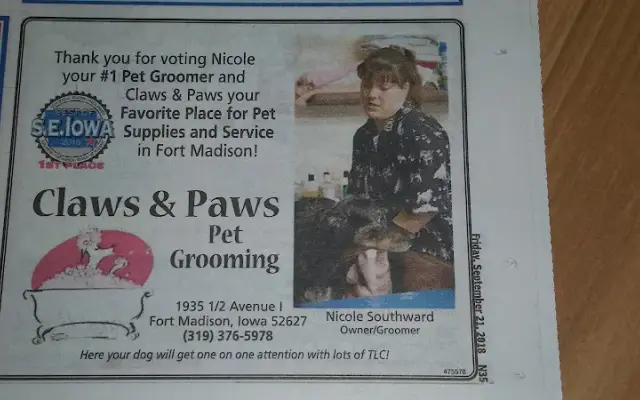 Claws & Paws Pet Grooming in Fort Madison, IA